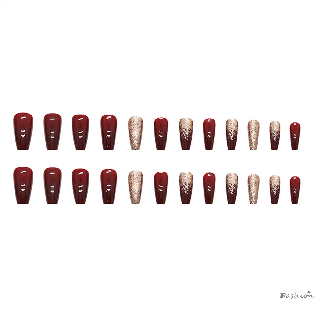 Bộ Móng Tay Giả Lấp Lánh Phủ Toàn Diện Kèm Keo Dán Tiện Dụng