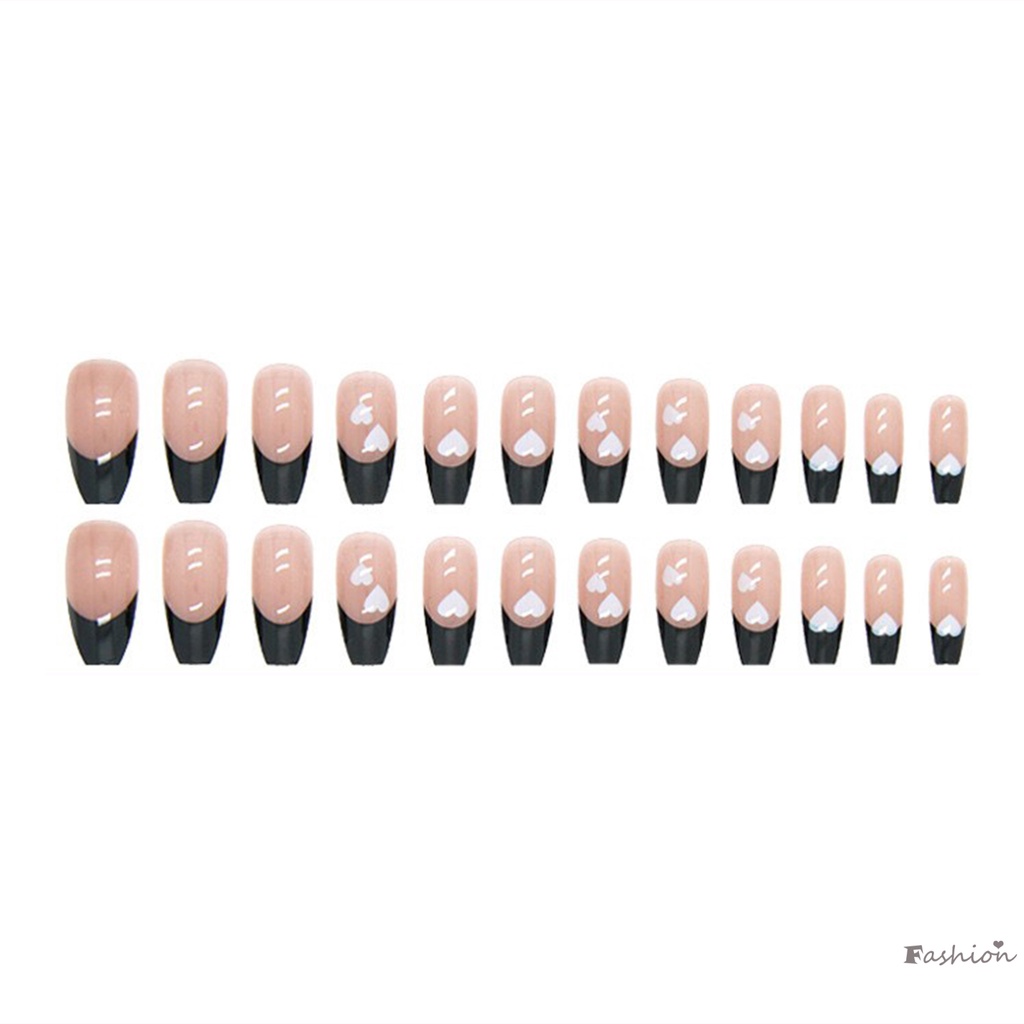 Bộ Móng Tay Giả Dài Màu Hồng / Đen Có Thể Tháo Rời