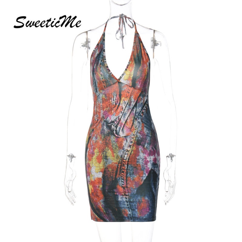 Đầm Mini Hai Dây Hở Lưng Dáng Ôm Màu Tương Phản Thời Trang Mới 2023 Dành Cho Bạn Nữ