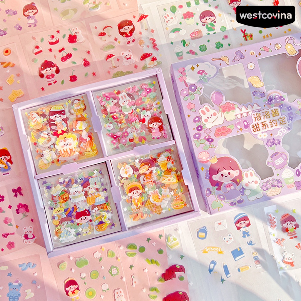 [COD]♪Hộp 100 Miếng Dán Trang Trí Sổ Tay Bằng PVC Chống Thấm Nước Có Thể Tháo Rời