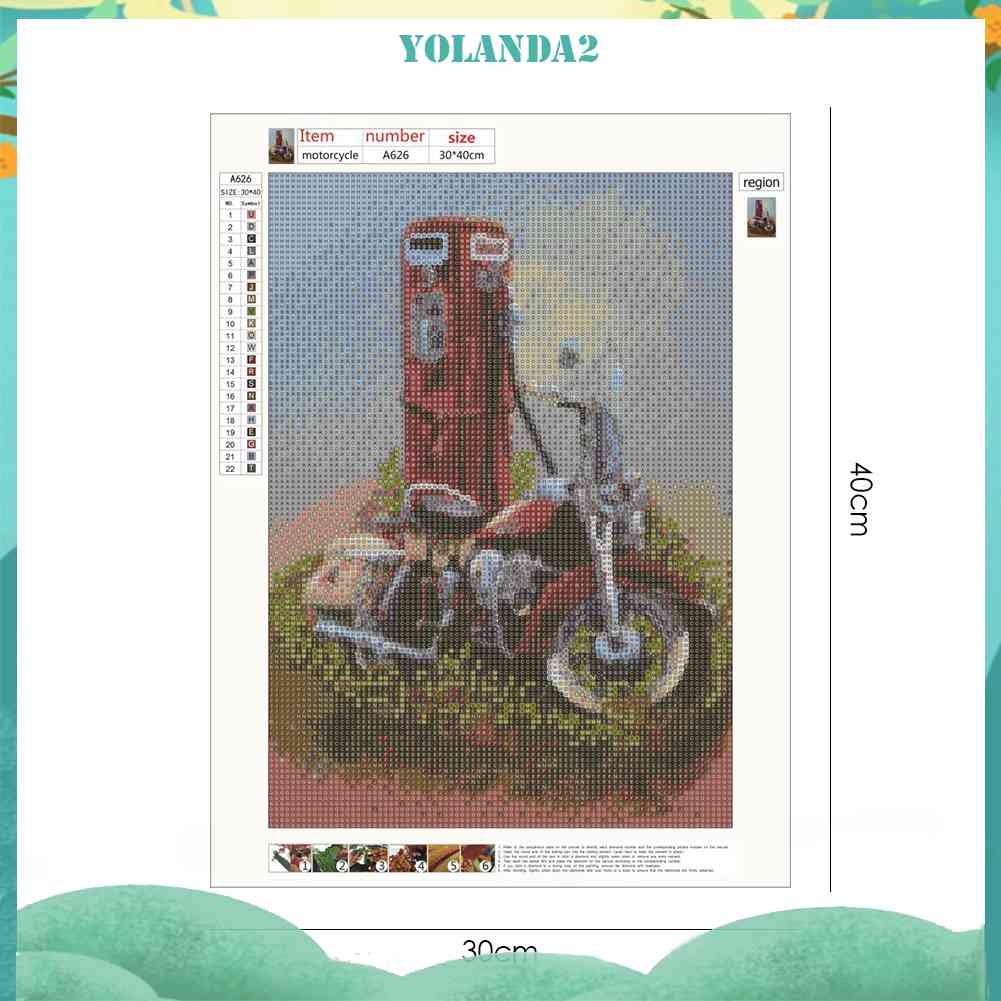 Tranh Đính Đá Kim Cương Toàn Bộ 5D DIY Hình Vẽ Xe Máy