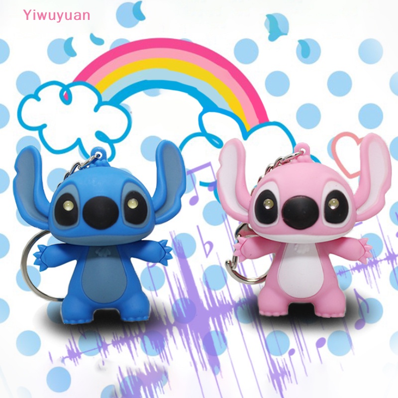 DISNEY Móc Khóa Hình Stitch Có Đèn LED Phát Sáng Dễ Thương