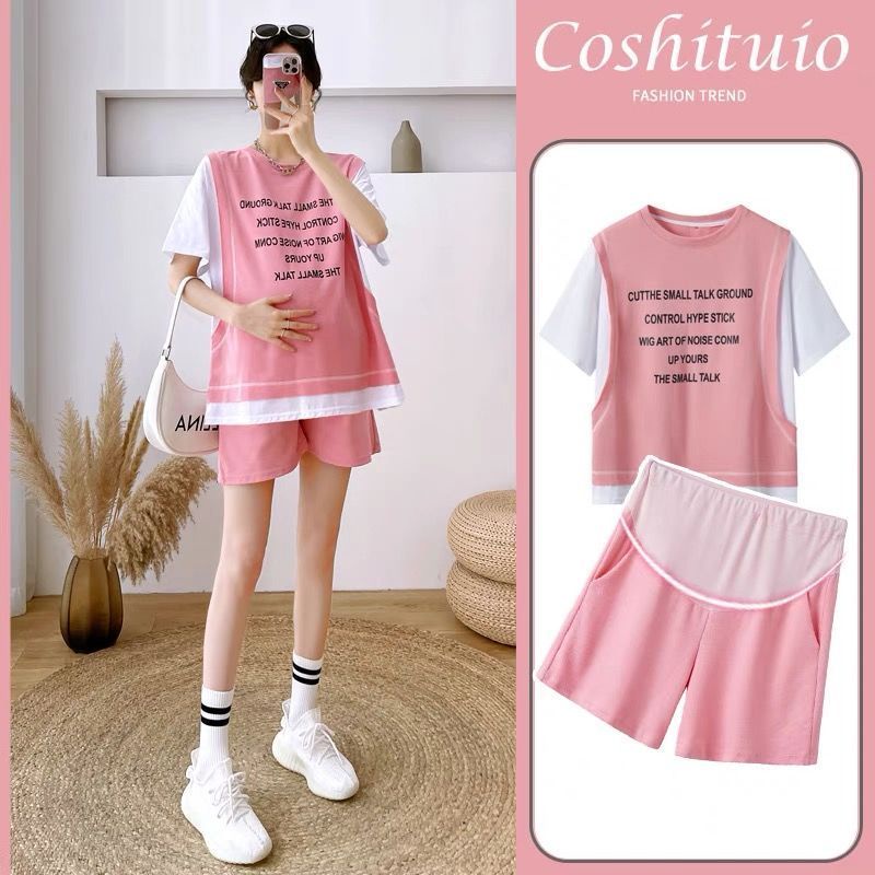 YHTN đồ bộ bầu dễ thương xinh Thời trang váy bầu xinh bigsize set bầu