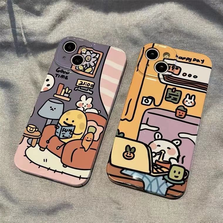 Ốp Điện Thoại Cứng Chống Sốc In Hình Thỏ Hoạt Hình Cho Iphone 13 / 11 7 14Pro12Iphone11 8p Gv4