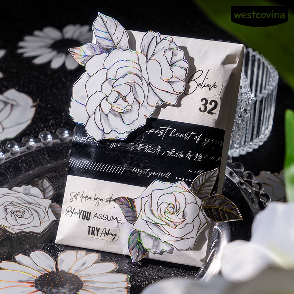 [COD]♪Bộ 20 Miếng Dán Hình Hoa Hồng Bằng Nhựa PET