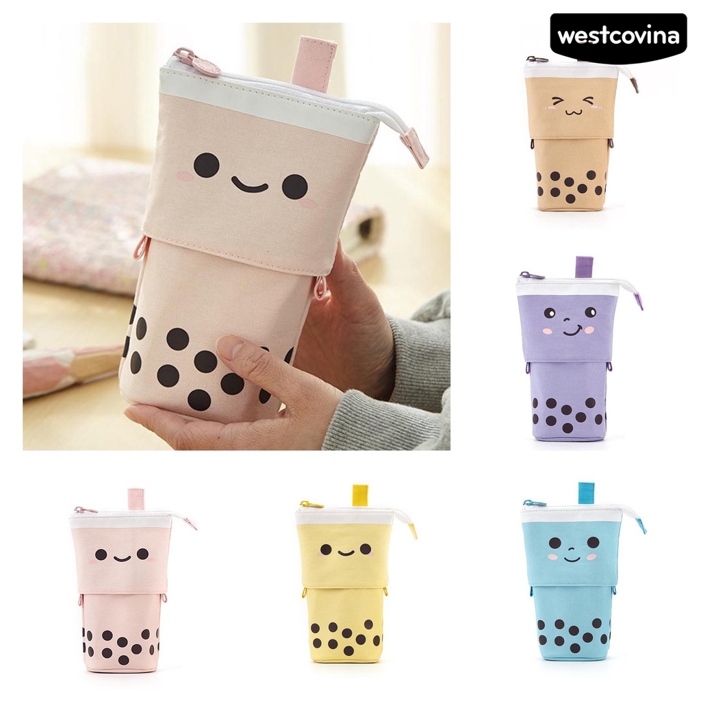 [COD]♪Túi Đựng Bút Bằng Vải Canvas Hình Trà Sữa Độc Đáo