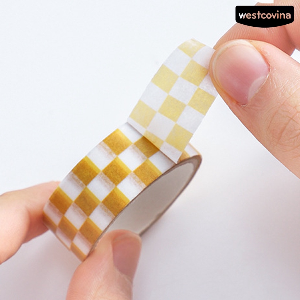 [COD]♪1 Cuộn Băng Dính Washi Trong Suốt In Họa Tiết Kẻ Sọc Chống Phai Có Thể Tháo Rời Trang Trí Sổ Tay