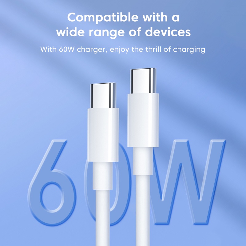 Dây Cáp Sạc Nhanh 60W 3A USB Loại C Kép Cho Xiaomi Samsung