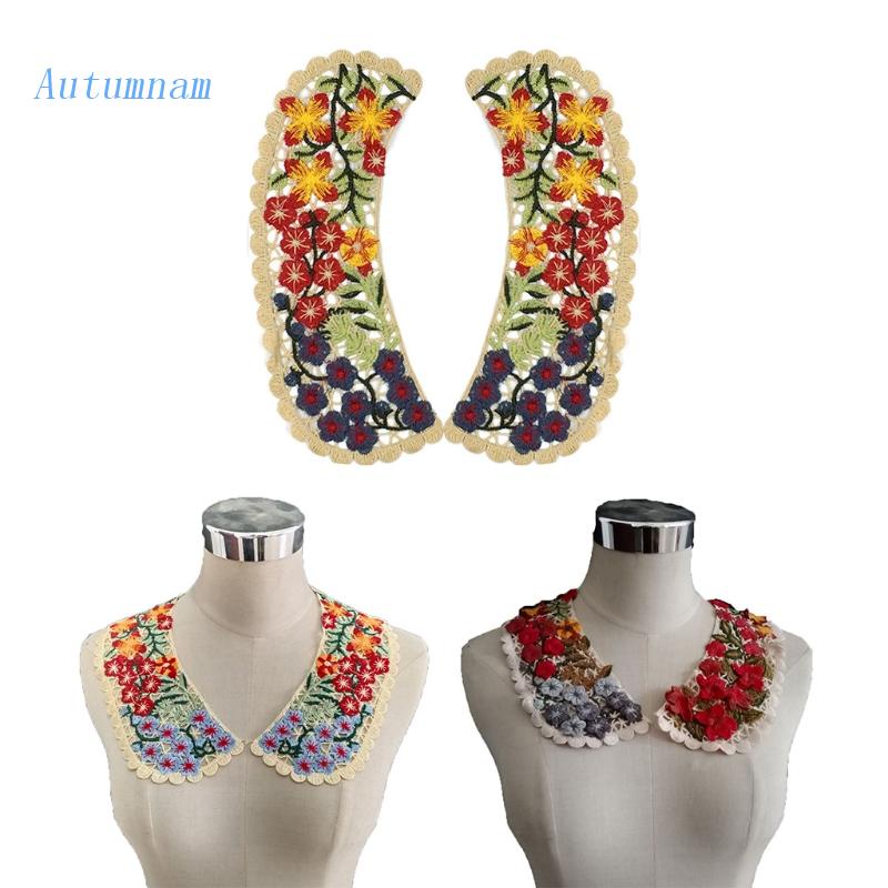 Miếng Vải Ren Thêu Hoa Nhiều Màu Sắc Dùng May Cổ Áo Giả DIY