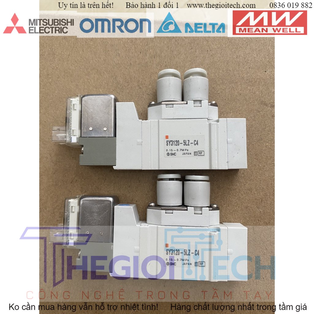 Bộ 4 cái kèm đế, Van điện từ 5/2 SMC SY3120 FESTO VUVG LK10 PISCO PTV-100-4E1 24V chính hãng thanh lí, hàng mới siêu đẹp