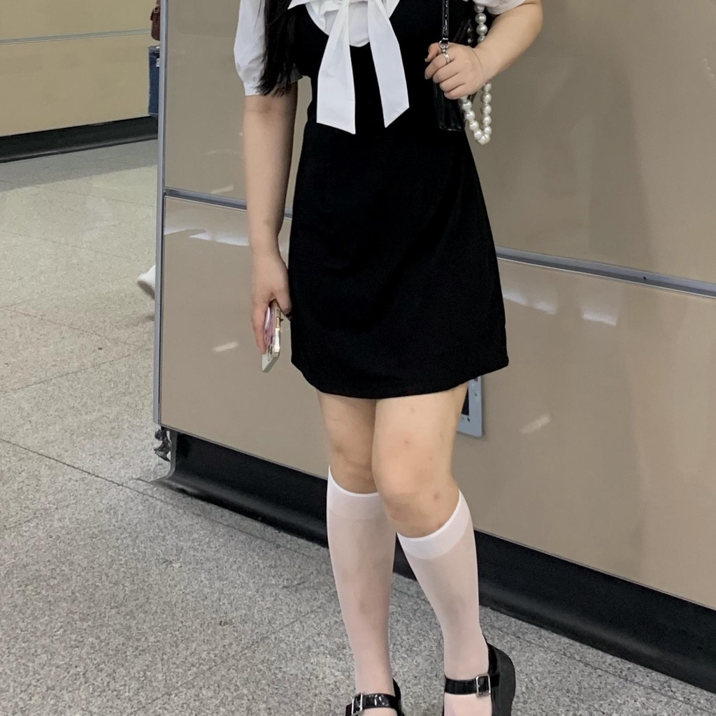 Đầm Ngắn Cổ Vuông Ôm Eo Đính Nơ Thời Trang Mùa Hè Hàng Mới Năm 2021 Dành Cho Bạn Nữ