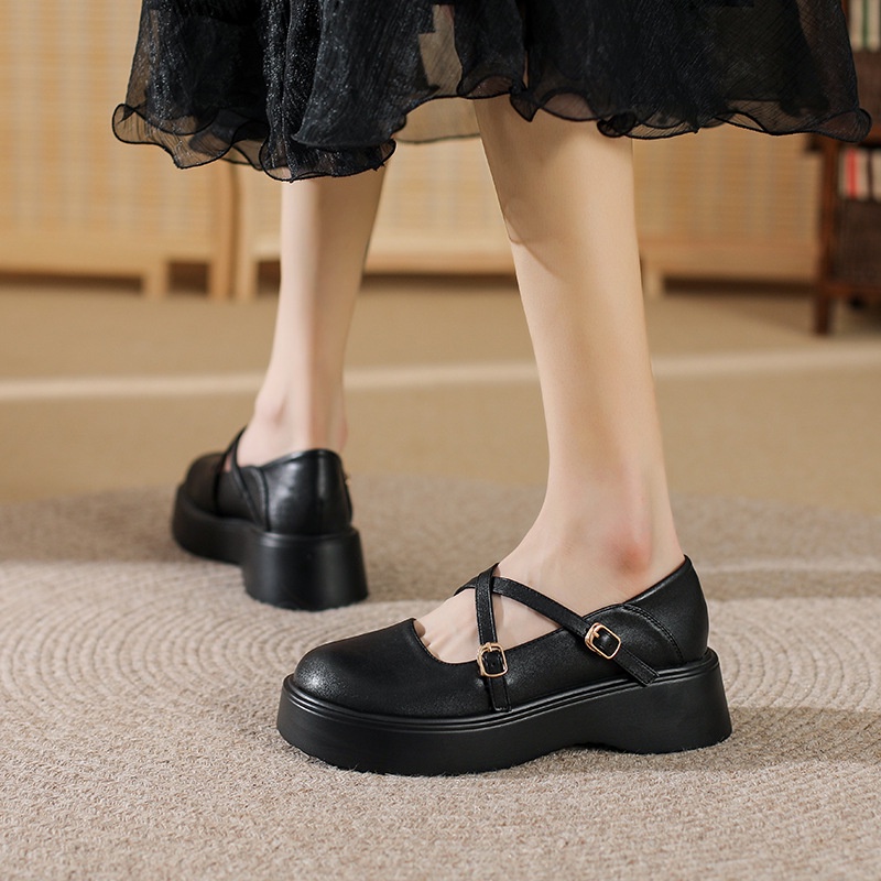 Giày Da Đế Dày Phong Cách Anh Quốc Thời Trang Cho Nữ