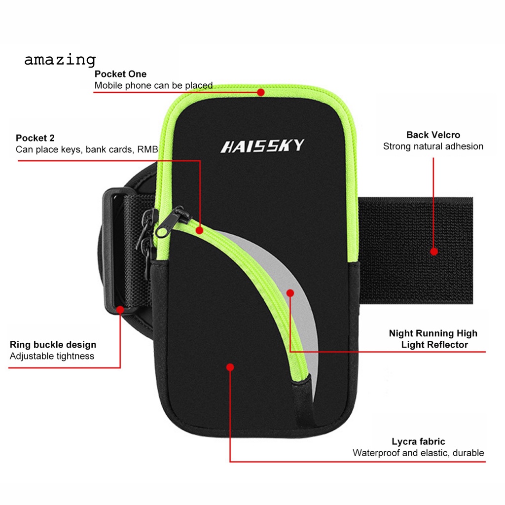 Túi Đựng Điện Thoại Đeo Cánh Tay Cỡ Lớn Có Khóa Kéo Chống Thấm Nước Tiện Dụng Khi Chạy Bộ