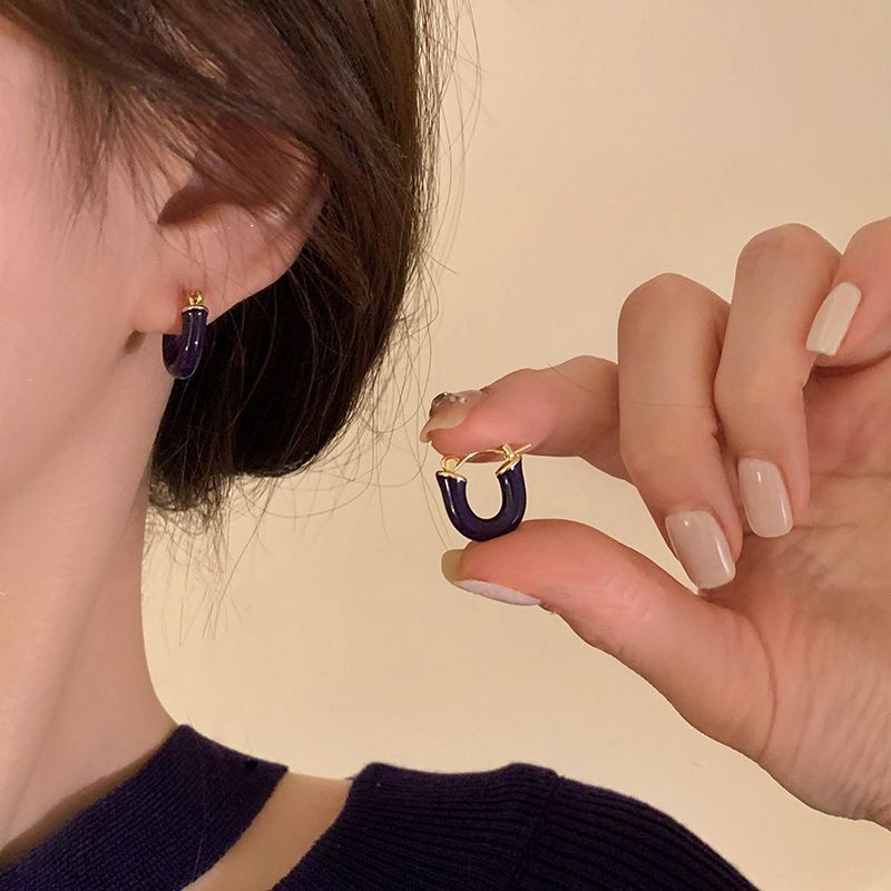 Đôi Khuyên Tai Hình Chữ U Phong Cách retro Pháp Thời Trang Cho Nữ 2023 Mới