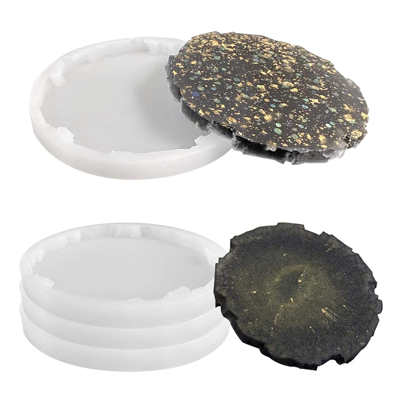 Bộ 4 Khuôn Silicone Làm Đế Lót Ly Bằng Resin