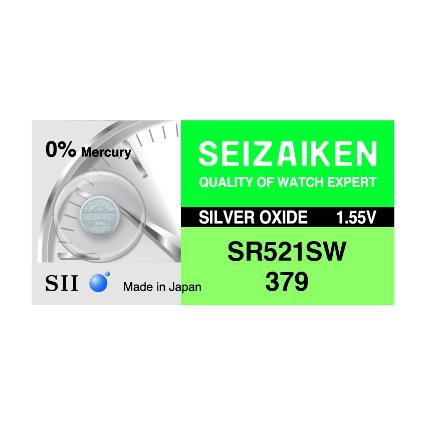 [CHÍNH HÃNG] Pin Seizaiken SII 379 SR521SW dành cho đồng hồ dùng pin 379 / SR521SW / LR521W / AG0 (Made in Japan)