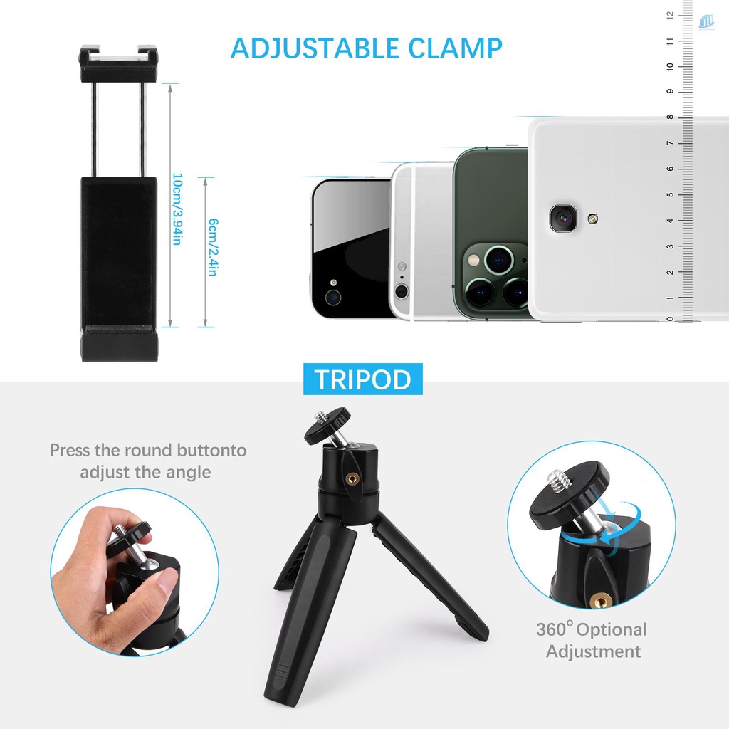 Hệ Thống Micro Không Dây Andoer 2.4G Kèm Bộ Thu Phát + Micro Lavalier Kẹp Để Bàn + Giá Đỡ Điện Thoại 8 Kênh Max.197ft