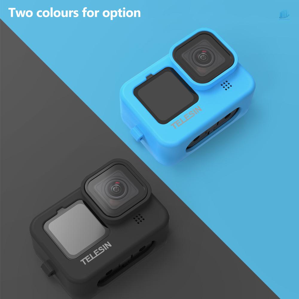 TELESIN Vỏ Bảo Vệ Máy Ảnh Bằng Silicon Dẻo Màu Đen Kèm Nắp Lens Thay Thế Tiện Dụng Cho smartwatchinone Tel Resin Action 9 10