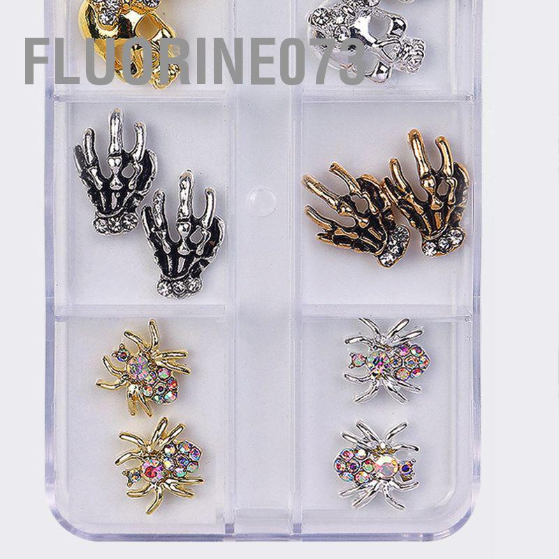 Fluorine073 Halloween Nail Art Phụ kiện 3D Hợp kim Kim loại sáng bóng DIY Trang trí Đồ dùng làm móng