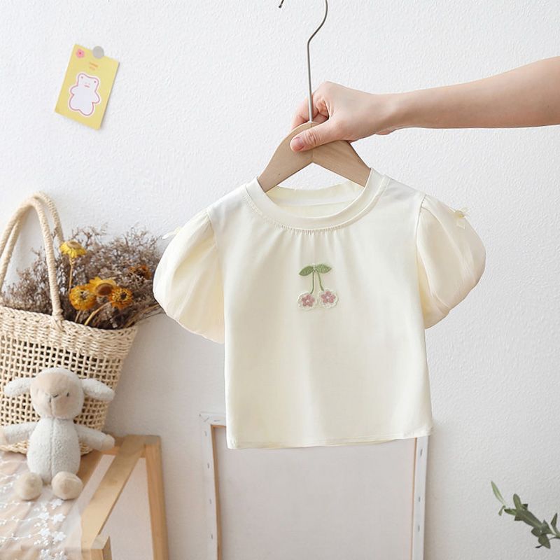 Áo Thun Ngắn Tay Phong Cách Hàn Quốc Xinh Xắn Cho Bé Gái