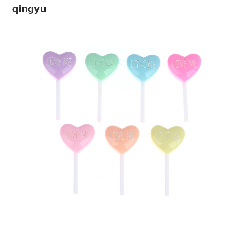 Set 10 Kẹo Mút Trái Tim Giả Resin Trang Trí Ốp Điện Thoại DIY