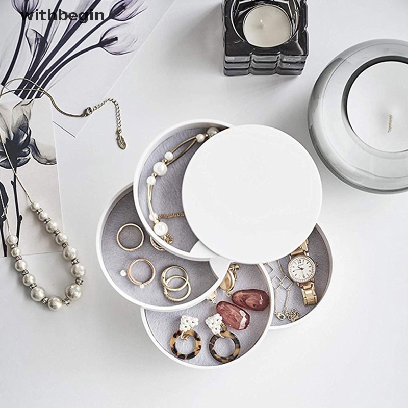 Hộp Đựng Trang Sức 4 Tầng Xoay Được Có Nắp Thời Trang Thích Hợp Làm Quà Sinh Nhật Cho Bạn Nữ