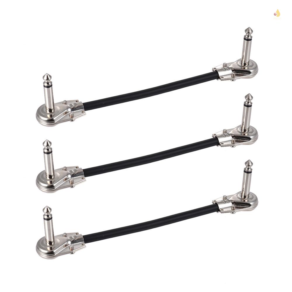 Set 3 Dây Cáp Phơ Đàn Guitar 15cm / 6in 1 / 4 "Góc Phải Màu Đen Tiện Dụng