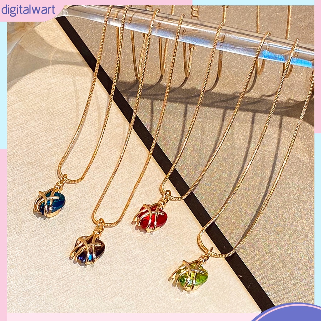 Vòng cổ Mặt Đá Quý Nhân Tạo Hình Trái Tim Lấp Lánh Tùy Chỉnh Thời Trang Cho Nữ