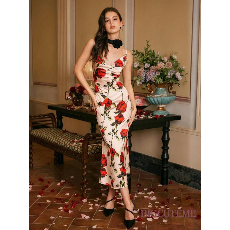 Đầm Hai Dây Dáng Dài Họa Tiết Hoa Thời Trang Mùa Hè Cho Nữ