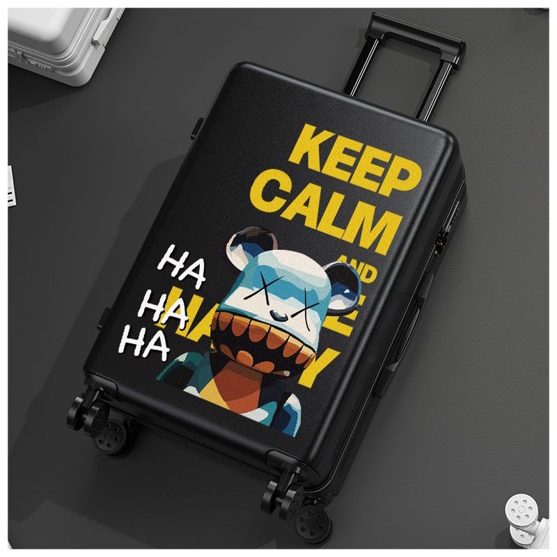 MOUSSON Vali Du Lịch Bằng Da Có Mật Khẩu Họa Tiết Hoạt Hình Đáng Yêu