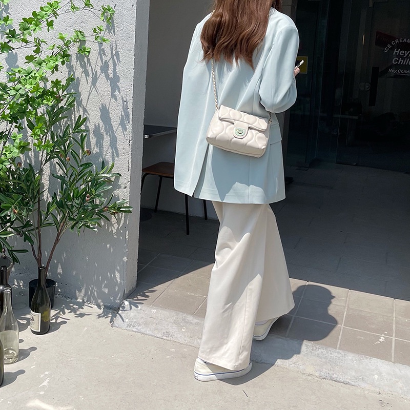 Ielgy Túi Đeo Chéo Hình Vuông Nhỏ Kết Cấu Ngọc Trai Kiểu Dáng Đơn Giản Cho Nữ