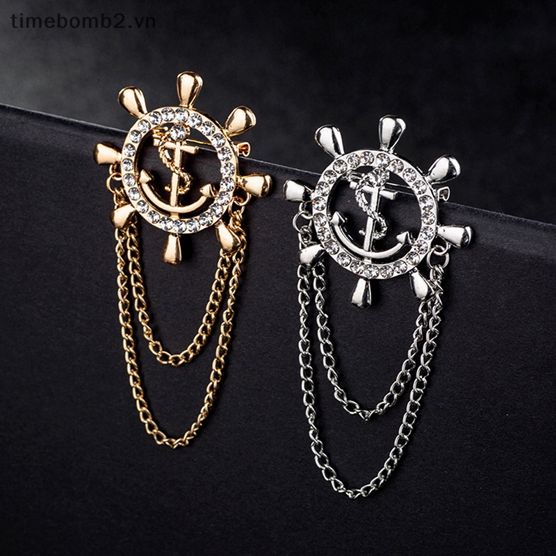 {Timebomb} 1 Huy Hiệu Cài Áo Phối Tua Rua Hình Mỏ Neo Thuyền Đính Đá Thủy Thủ Boutonniere Cho Nam Và Nữ
