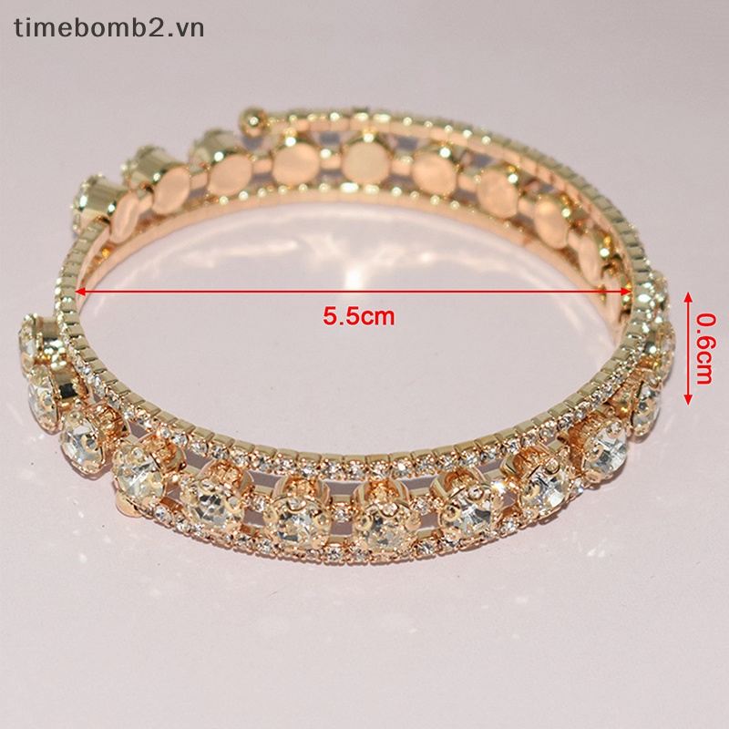 {Timebomb} Vòng Tay Pha Lê Nhiều Lớp Đính Đá Thời Trang Cho Nữ