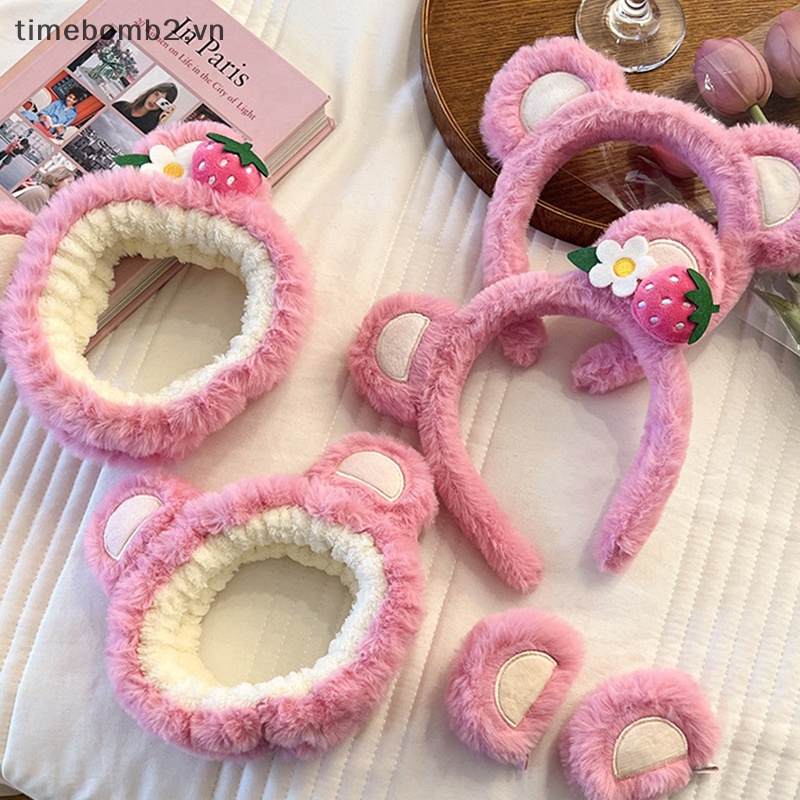 Băng Đô Cài Tóc Tai Gấu Bông Không Trượt Dễ Thương