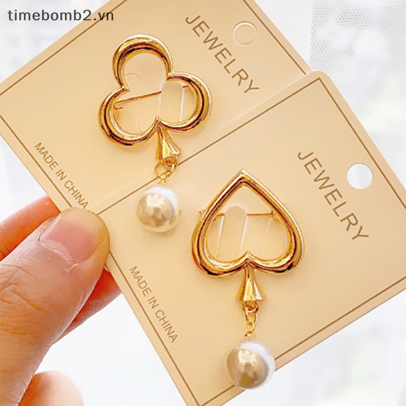 {Timebomb} Ghim Cài Áo Sweater Cardigan Dây Xích Đính Ngọc Trai Dễ Thương Thời Trang