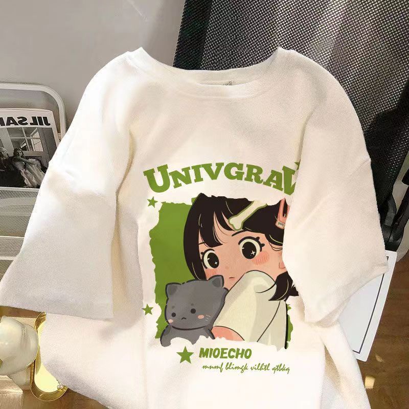 Áo Thun Tay Ngắn Dáng Rộng Thời Trang Mùa Hè Cho Bé Gái 3-5 - 8-10 - 12-13 Tuổi