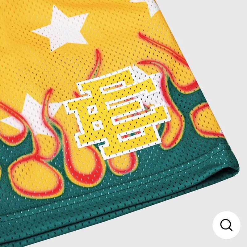 Eric Emanuel Mới EE Quần Short Thể Thao Phối Lưới Thoáng Khí Phong Cách Mỹ