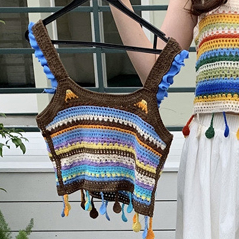 Oneri Lacy Đầm Cổ Chữ U Phối Tua Rua Rỗng Dài Đến Mắt Cá Chân Nhiều Màu Sắc Ngọt Ngào