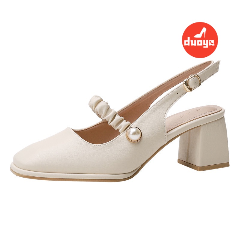 Giày Sandal Gót Vừa Dày Vừa Quai Ngang Đính Đá Lấp Lánh Màu Bạc Chống Trượt Thời Trang Mùa Hè 2022 Cho Nữ