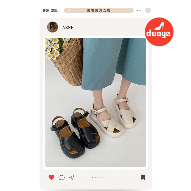 Duoya Tóc Thẳng ~ [Hàng Có Sẵn] Giày Sandal Đế Dày Đế Thô Dễ Phối Đồ Cho Nữ Bán Chạy
