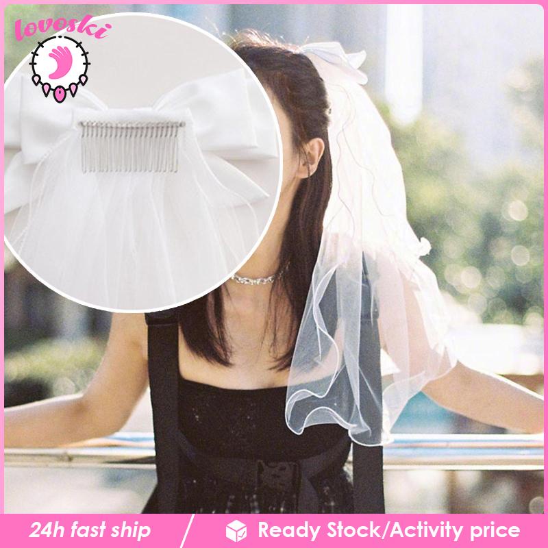 [Lovoski] Nơ Cài Tóc Cô Dâu Màu Trắng Thời Trang Chất Lượng Tốt
