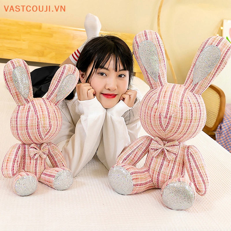 Búp Bê Thỏ Vnastji 40cm Ngồi Trên Nơ Kim Cương Giả Với Và Không Có Mắt Vải Màu Sắc Kẻ Sọc VN