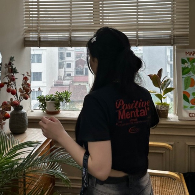 Áo Thun Baby Tee POSITIVE MENTAL 100% Cotton Mẫu Mới 2023