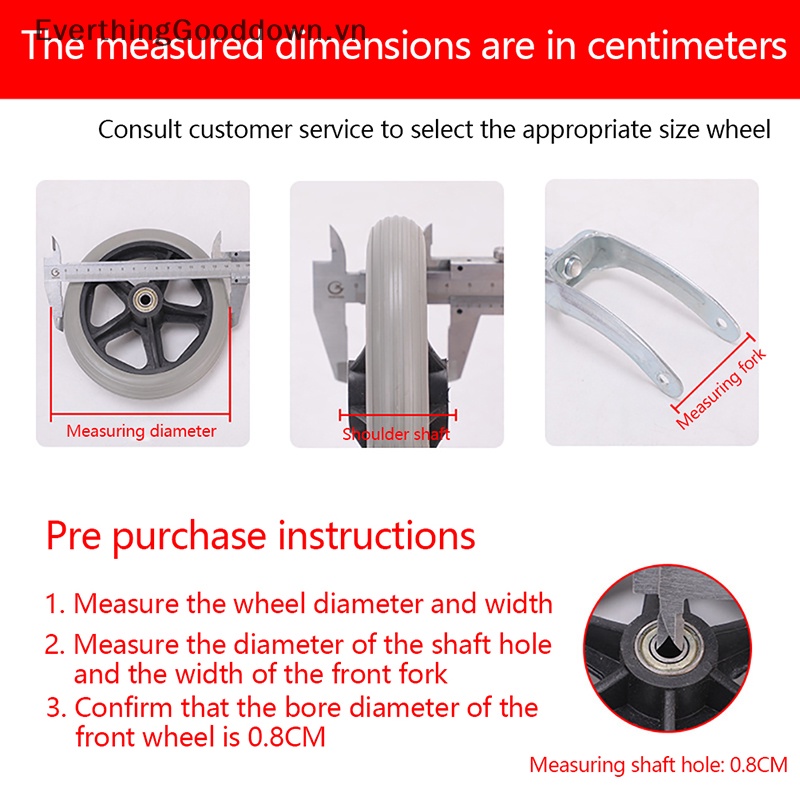 Bánh Xe Lăn Trước 6 Inch Thay Thế Linh Hoạt Cho Xe Lăn Trước