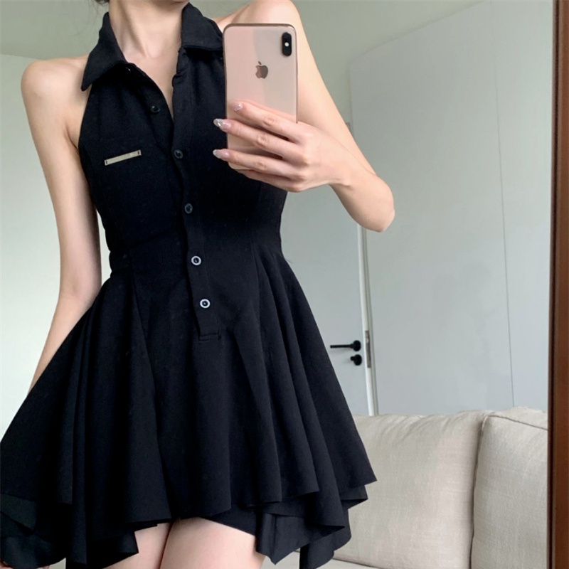 COZOK Đầm Hai Dây Mỏng Hở Vai Thời Trang Quyến Rũ Cho Nữ