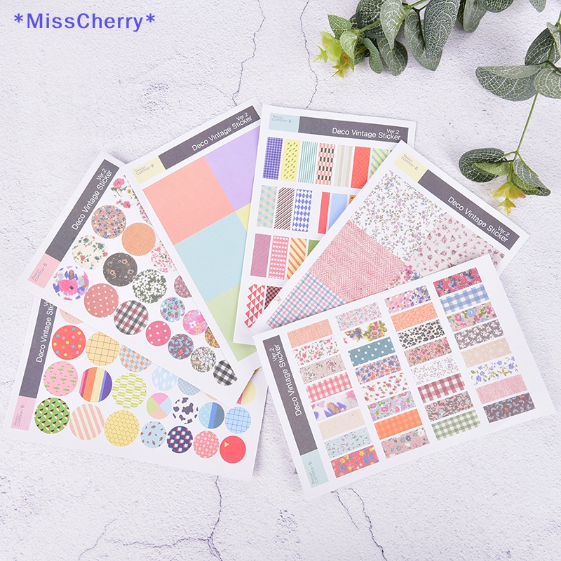 Set 6 Tấm Sticker Giấy Dán Trang Trí Sổ Tay Nhật Ký DIY Hình Hoa Phong Cách Vintage Mới