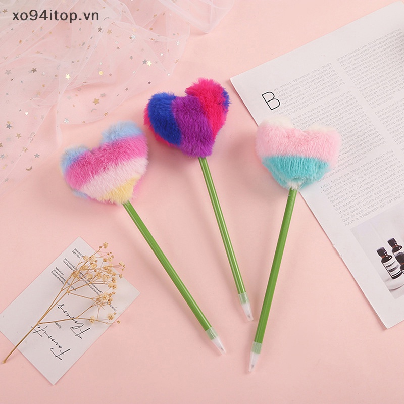 Bút Bi Lông Nhung Hình Kẹo Trái Tim Màu Sắc Ngọt Ngào