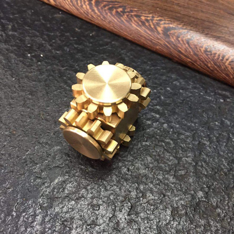 Fidget Spinner Toy Pure Copper Cube Gears Linkage Anti-Anxiety Decompression