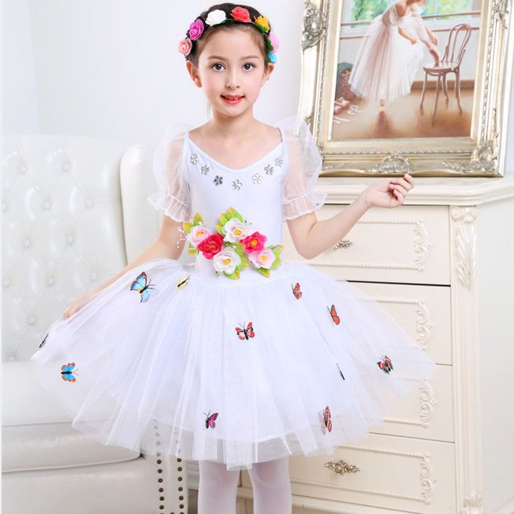 Đầm Công Chúa Nhảy Múa Màu Trắng Dễ Thương Cho Bé Gái
