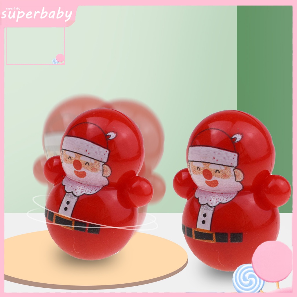 Đồ Chơi Lật Đật Mini Hình Ông Già Noel Hoạt Hình Màu Đỏ Làm Quà Giáng Sinh Cho Bé